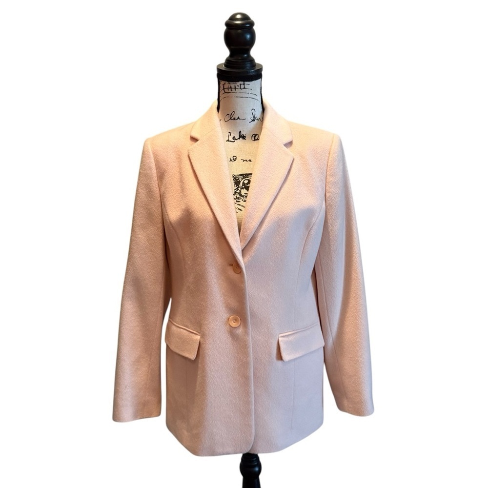Talbots Blazer Jacket Angora Rabbit Hair Wool Light Baby Pink Size 8 NWOT Office